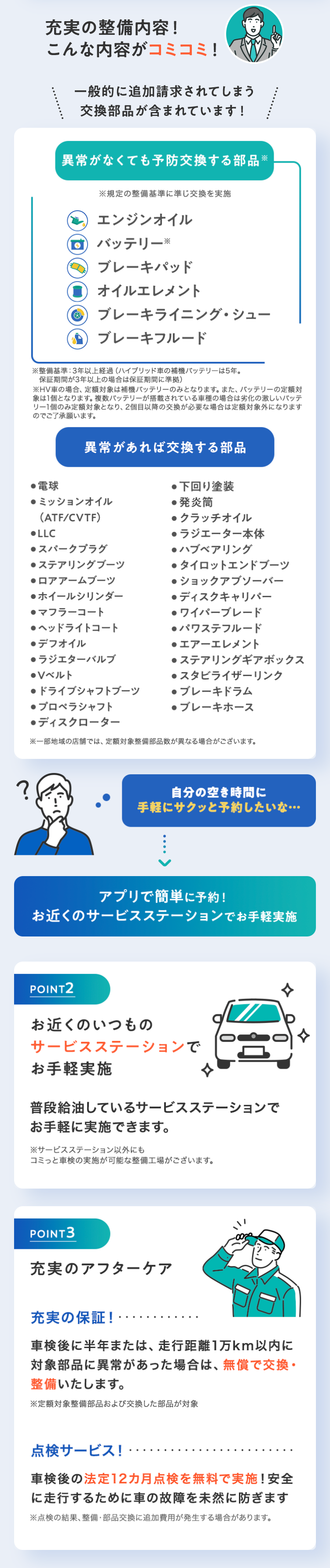 充実の整備内容!
こんな内容がコミコミ!